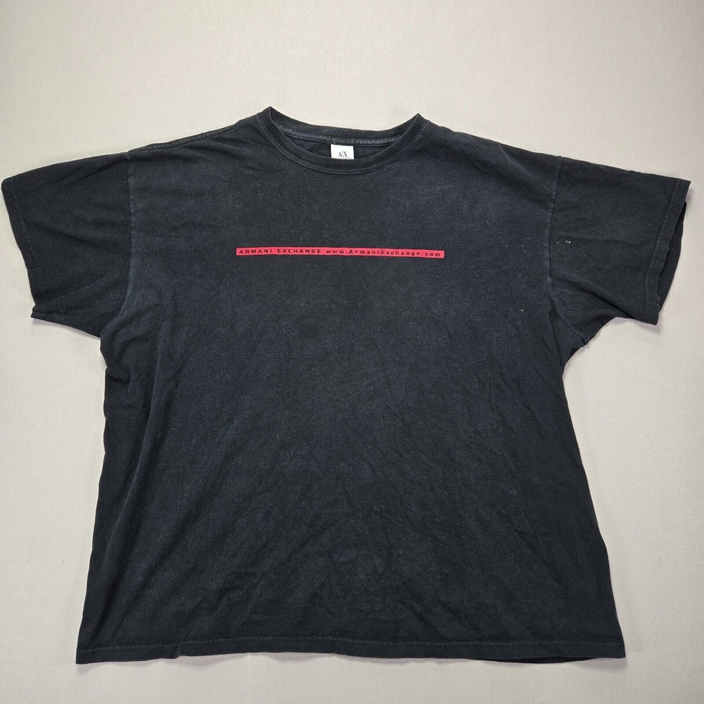 Armani Exchange T-Shirt Logo Print Graphic Cotton Casual Black Mens XL Regular